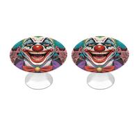 QMNBTES Clowns - Confezione da 2 pomelli vintage per armadietti da cucina, in acciaio inox, decorativi, per cassettiere, cassetti, bagno, armadio, porta a due ante