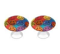 QMNBTES Confezione da 2 pomelli colorati con faccina sorridente vintage per armadietti da cucina, in acciaio inossidabile, pomelli decorativi per mobili, per cassettiere, bagno, armadio, porta a due