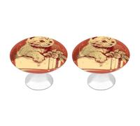 QMNBTES Confezione da 2 pomelli vintage a forma di gatto sdraiato sulla scatola, pomelli per armadietti da cucina, in acciaio inossidabile, pomelli decorativi per mobili, maniglie per cassettiere