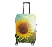 QMNBTES Copertura per bagagli a mano Bella copertura per valigie girasole per bagagli approvata TSA, protezione elastica per valigie, antigraffio, lavabile, adatta per custodie da 19-30 pollici