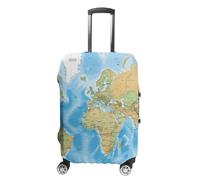 QMNBTES Copertura per bagagli a mano con mappa del mondo, copertura per valigie approvata TSA, protezione elastica per valigie, antigraffio, lavabile, adatta per custodie da 48-76 cm, S