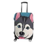QMNBTES Copertura per bagagli a mano con motivo cane husky, copertura per valigie approvata TSA, protezione elastica per valigie, antigraffio, lavabile, adatta per custodie da 48-76 cm, Bianco, L