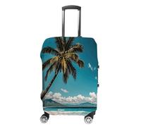 QMNBTES Copertura per bagagli a mano Palma Hawaii Beach Valigie Coperture per bagagli Approvato TSA Custodia per bagagli da viaggio Protezione elastica antigraffio Lavabile Adatto per custodia da 48