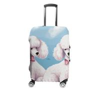 QMNBTES Copertura per bagagli Barboncini Cani Valigia per Bagagli Approvata Tsa Protezione per Bagagli Viaggio Valigia Elastica Protezione Antigraffio Lavabile Adatto 19-30 Pollici -, Bianco, S