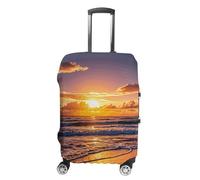 QMNBTES Copertura per bagagli da portare in spiaggia, tramonto onde, copertura per valigie approvata TSA, protezione elastica per valigie, antigraffio, lavabile, adatta per custodie da 48-76 cm
