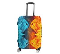 QMNBTES Copertura per bagagli Fire Vs Ice Art per valigie, bagaglio da viaggio approvato Tsa, protezione per maniche, protezione per valigie elasticizzate, antigraffio, lavabile, adatta per valigie da