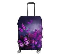 QMNBTES Copertura per bagagli Viola Farfalle Custodie per Bagagli Approvata Tsa Protezione per Bagagli da Viaggio Protezione Elastica Valigia Protezione Antigraffio Lavabile Adatto 45-30 cm, Bianco