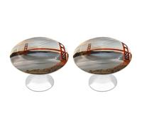 QMNBTES Golden Gate Bridge - Confezione da 2 pomelli vintage per armadietti da cucina, in acciaio inossidabile, pomelli decorativi per mobili, maniglie per cassettiera, bagno, armadio, porta a due