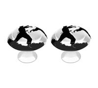 QMNBTES Kickboxing - Confezione da 2 pomelli vintage per armadietti da cucina, in acciaio inox, decorativi, per cassettiere, cassetti, bagno, armadio, porta a due ante