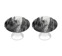 QMNBTES New York - Confezione da 2 pomelli vintage per armadietti da cucina, in acciaio inox, decorativi, per cassettiere, cassetti, bagno, armadio, porta a due ante