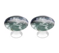 QMNBTES Niagara Falls - Confezione da 2 pomelli vintage per armadietti da cucina, in acciaio inox, decorativi, per cassettiere, cassetti, bagno, armadio, porta a due ante