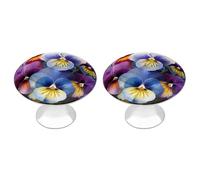 QMNBTES Pansy Perfection - Confezione da 2 pomelli vintage per armadietti da cucina, in acciaio inox, decorativi, per cassettiere, cassetti, bagno, armadio, porta a due ante