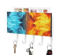 QMNBTES Porta chiavi e posta, da parete, 5 ganci, organizer decorativo per la posta con accessori di montaggio, in pelle ecologica in poliuretano, per appendere chiavi da parete, ingresso, corridoio