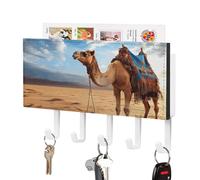 QMNBTES Portachiavi e posta, da parete, 5 ganci, organizer decorativo per la posta con accessori di montaggio, in pelle PU, cammello, cielo, per parete, ingresso, corridoio, soggiorno, decorazione per
