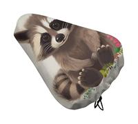 QMNBTES Raccoon - Coprisedile per bicicletta, imbottito, extra largo, per donne e uomini, comodo, impermeabile, con coulisse, adatto per strada, montagna, esercizio, spin