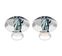 QMNBTES Statua della Libertà - Confezione da 2 pomelli vintage per armadietti da cucina, in acciaio inox, decorativi, per cassettiere, cassetti, bagno, armadio, porta a due ante