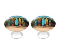 QMNBTES Surf's Up - Confezione da 2 pomelli vintage per armadietti da cucina, in acciaio inox, decorativi, per cassettiere, cassetti, bagno, armadio, porta a due ante