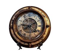 QMNKLET Piatto decorativo in porcellana Bone China, 25,4 cm, con orologio steampunk, piatti piani in ceramica con espositore, ornamenti in ceramica per casa, ufficio, decorazione da parete, piatti da