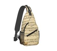 QMNKLET Zaino a tracolla con note musicali sul vecchio sacchetto del petto di carta, marsupio per esterni, escursionismo, nero, taglia unica, nero, taglia unica, taglia unica, nero, Taille unique