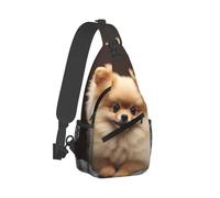 QMNKLET Zaino a tracolla con simpatico cane Pomerania, borsa a tracolla per escursioni all'aperto, nero, taglia unica, Nero , Taglia unica