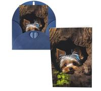 QMNSEHF A little Yorkshire terrier annidato biglietto di auguri con buste Thank YouCard Biglietto di buon compleanno per donne uomini Natale Halloween matrimonio biglietti di auguri per tutte le