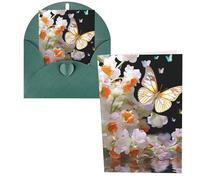 QMNSEHF Biglietto di auguri con farfalle, narciso, fiori, con buste, biglietto di ringraziamento per donne, uomini, Natale, Halloween, matrimonio, biglietti di auguri per tutte le occasioni, 10 x 15