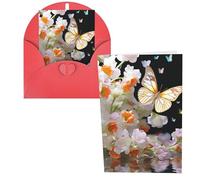 QMNSEHF Biglietto di auguri con farfalle, narciso, fiori, con buste, biglietto di ringraziamento per donne, uomini, Natale, Halloween, matrimonio, biglietti di auguri per tutte le occasioni, 10 x 15