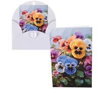 QMNSEHF Biglietto di auguri con fiori del pensiero con buste, biglietto di ringraziamento per donne, uomini, Natale, Halloween, matrimonio, biglietti di auguri per tutte le occasioni, 10 x 15 cm