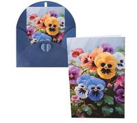 QMNSEHF Biglietto di auguri con fiori del pensiero con buste, biglietto di ringraziamento per donne, uomini, Natale, Halloween, matrimonio, biglietti di auguri per tutte le occasioni, 10 x 15 cm
