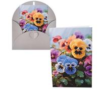 QMNSEHF Biglietto di auguri con fiori del pensiero con buste, biglietto di ringraziamento per donne, uomini, Natale, Halloween, matrimonio, biglietti di auguri per tutte le occasioni, 10 x 15 cm