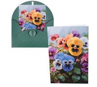 QMNSEHF Biglietto di auguri con fiori del pensiero con buste, biglietto di ringraziamento per donne, uomini, Natale, Halloween, matrimonio, biglietti di auguri per tutte le occasioni, 10 x 15 cm