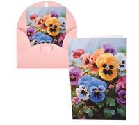 QMNSEHF Biglietto di auguri con fiori del pensiero con buste, biglietto di ringraziamento per donne, uomini, Natale, Halloween, matrimonio, biglietti di auguri per tutte le occasioni, 10 x 15 cm