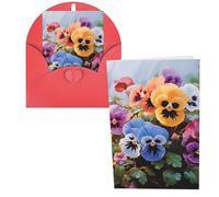 QMNSEHF Biglietto di auguri con fiori del pensiero con buste, biglietto di ringraziamento per donne, uomini, Natale, Halloween, matrimonio, biglietti di auguri per tutte le occasioni, 10 x 15 cm