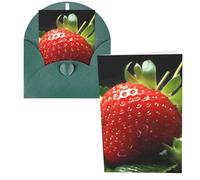QMNSEHF Biglietto di auguri con fragole con buste, biglietto di ringraziamento per donne, uomini, Natale, Halloween, matrimonio, biglietti di auguri per tutte le occasioni, 10,2 x 15,2 cm