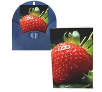 QMNSEHF Biglietto di auguri con fragole con buste, biglietto di ringraziamento per donne, uomini, Natale, Halloween, matrimonio, biglietti di auguri per tutte le occasioni, 10,2 x 15,2 cm