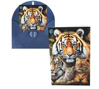 QMNSEHF Biglietto di auguri con leone, tigre, leopardo e farfalla, con buste, biglietto di ringraziamento per donne, uomini, Natale, Halloween, matrimonio, biglietti di auguri per tutte le occasioni