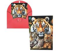 QMNSEHF Biglietto di auguri con leone, tigre, leopardo e farfalla, con buste, biglietto di ringraziamento per donne, uomini, Natale, Halloween, matrimonio, biglietti di auguri per tutte le occasioni