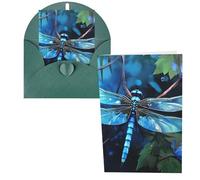QMNSEHF Biglietto di auguri con libellula blu arte con buste, biglietto di ringraziamento per donne e uomini, Natale, Halloween, matrimonio, biglietti di auguri per tutte le occasioni, 10 x 15 cm