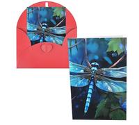 QMNSEHF Biglietto di auguri con libellula blu arte con buste, biglietto di ringraziamento per donne e uomini, Natale, Halloween, matrimonio, biglietti di auguri per tutte le occasioni, 10 x 15 cm