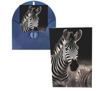 QMNSEHF Biglietto di auguri con zebra con animali selvatici, con buste, biglietto di ringraziamento per donne, uomini, Natale, Halloween, matrimonio, biglietti di auguri per tutte le occasioni, 10 x