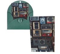 QMNSEHF Biglietto di auguri vintage Wall of Radio Boombox con buste Thank YouCard Biglietto di buon compleanno per donne uomini Natale Halloween matrimonio biglietti di auguri per tutte le occasioni