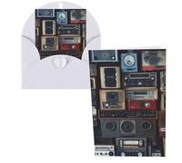 QMNSEHF Biglietto di auguri vintage Wall of Radio Boombox con buste Thank YouCard Biglietto di buon compleanno per donne uomini Natale Halloween matrimonio biglietti di auguri per tutte le occasioni