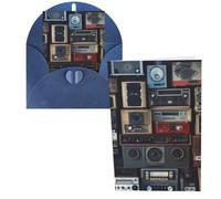 QMNSEHF Biglietto di auguri vintage Wall of Radio Boombox con buste Thank YouCard Biglietto di buon compleanno per donne uomini Natale Halloween matrimonio biglietti di auguri per tutte le occasioni