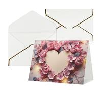 QMNSEHF Biglietto di auguri vuoto con buste, biglietto di ringraziamento a forma di cuore, fiori, biglietto di buon compleanno per donne e uomini, Natale, Halloween, matrimonio, biglietti di auguri