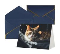 QMNSEHF Biglietto di auguri vuoto con buste, biglietto di ringraziamento con gatto che riposa, biglietto di buon compleanno per donne e uomini, Natale, Halloween, matrimonio, biglietti di auguri per