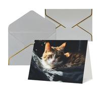 QMNSEHF Biglietto di auguri vuoto con buste, biglietto di ringraziamento con gatto che riposa, biglietto di buon compleanno per donne e uomini, Natale, Halloween, matrimonio, biglietti di auguri per