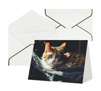 QMNSEHF Biglietto di auguri vuoto con buste, biglietto di ringraziamento con gatto che riposa, biglietto di buon compleanno per donne e uomini, Natale, Halloween, matrimonio, biglietti di auguri per