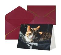 QMNSEHF Biglietto di auguri vuoto con buste, biglietto di ringraziamento con gatto che riposa, biglietto di buon compleanno per donne e uomini, Natale, Halloween, matrimonio, biglietti di auguri per