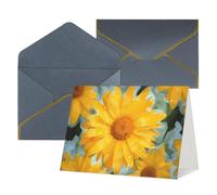 QMNSEHF Biglietto di auguri vuoto con buste, biglietto di ringraziamento con margherita gialla, biglietto di buon compleanno per donne e uomini, Natale, Halloween, matrimonio, biglietti di auguri per
