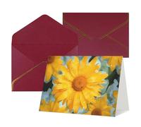 QMNSEHF Biglietto di auguri vuoto con buste, biglietto di ringraziamento con margherita gialla, biglietto di buon compleanno per donne e uomini, Natale, Halloween, matrimonio, biglietti di auguri per